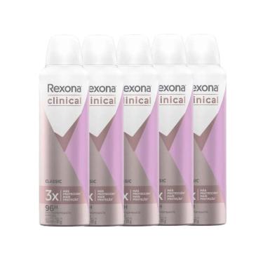 Imagem de Kit Desodorante Antitranspirante Aerosol Rexona Clinical Classic 91g - 5 Unidades