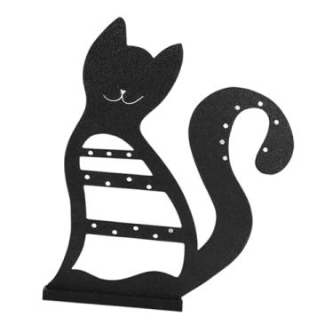 Imagem de predolo Suporte para brincos, porta-joias, fofo, exclusivo, resistente, em formato de gato, organizador de joias para penteadeira, prateleira, escrivaninha, Preto