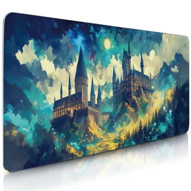 Imagem de Mouse pads para jogos extragrande, mousepad castelo de anime com base antiderrapante e bordas costuradas, tapete de mesa antigo estendido para mesa para teclado e mouse 39,9 cm x 90 cm 2GG