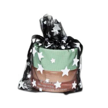 Imagem de Pacote com 100, 2 x 6 cm, sacos de presente com cordão de organza transparente (PP) - Estrelas metálicas (preto/branco) - lembrancinhas de festa de casamento, joias, doces, bolsa de malha da The