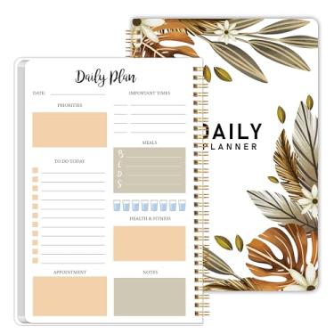 Imagem de Agenda semanal diária com horários, lista de tarefas, agenda diária para escritório e organizador pessoal - capa de PVC flexível, 14 x 21,6 cm, branca