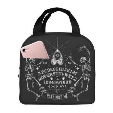 Imagem de Woidxzxza Lancheira com isolamento térmico vintage esqueleto mágico ouija para mulheres e homens, reutilizável, durável, impermeável, lancheira térmica para trabalho, escola, viagem, piquenique