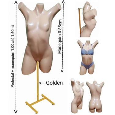 Imagem de Manequim feminino (Meio corpo pose Cláudia Raia N.38) bege + pedestal 