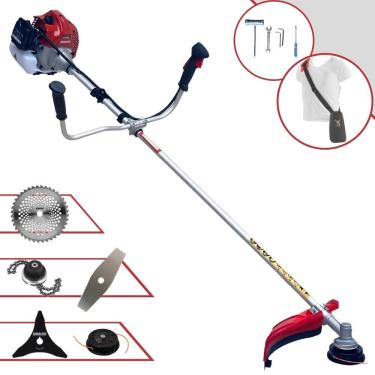 Imagem de Podador de Grama À Gasolina Kawashima BCJ521-L 52cc 2,5HP 10.000rpm Completa Com Carretel + Faca 2 Pontas + Faca 3 Pontas + Faca 40 Dentes + Trimmer