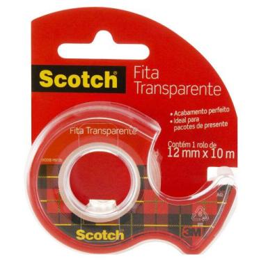 Imagem de Fita Adesiva Transparente 12mm x 10 m - c/ Suporte - Scotch 3M -