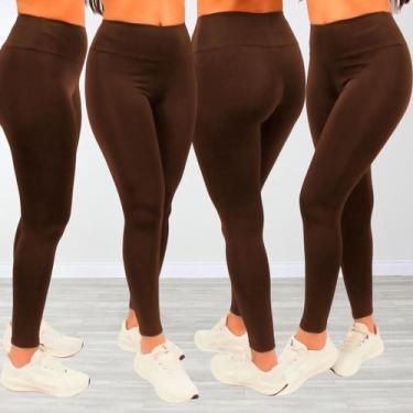 Imagem de Kit 4 Calças Legging Suplex Zero Transparência - Ju Ribeiro Ind, Marro
