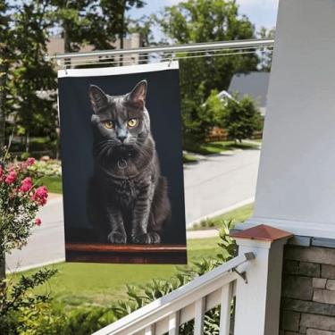 Imagem de Bandeira bandeira de jardim de 8,5 x 5,5 m bandeira dupla face resistente ao desbotamento para fora de boas-vindas bandeira de quintal gato na mesa bandeira de saudação bandeira de feriado