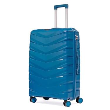 Imagem de Mala De Viagem Média 23Kg Polipropileno Rodas Duplas 360 Fibra Rígida Tamanho M Leve Resistente Para Despachar (AZUL TURQUESA, MÉDIA)