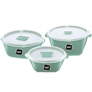 Imagem de Kit 3 Pote Multiuso Premium De Plástico Cor Verde Menta Pp Uz Utilidad