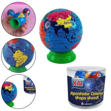 Imagem de Apontador Escolar Com Coletor Globo Terrestre Kaz Mapa Mundi