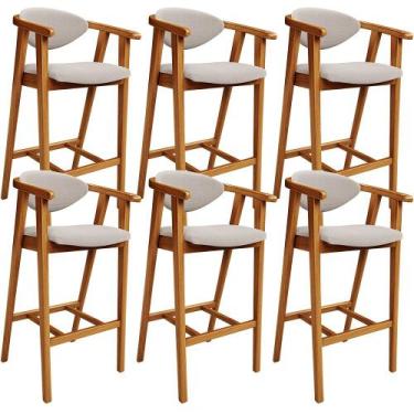 Imagem de Kit 06 Banquetas Alta Para Cozinha Bancada Bar Sala de Jantar Fixa Cec