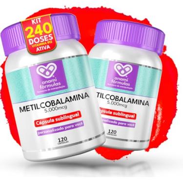 Imagem de Kit 2un Metilcobalamina 5.000mcg MAX DOSE B12 Ativa SUBLINGUAL de Absorção Rápida – 120 Cápsulas - Suplemento Alimentar Sublingual