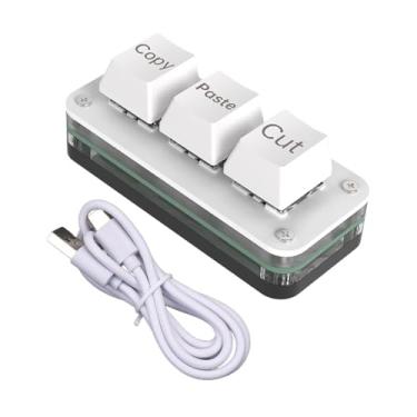 Imagem de Generic Mini teclado mecânico para jogos com 3 teclas, profissional, cantos arredondados, prático, aparência suave, teclado para jogos portátil, Branco Já Definido