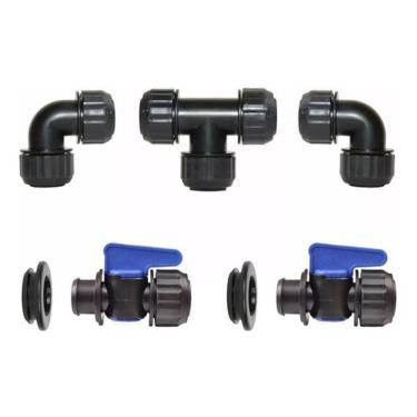 Imagem de Conexões Santeno 1 Tê 2 Joelhos 2 Registros C/ Anel  Vedação