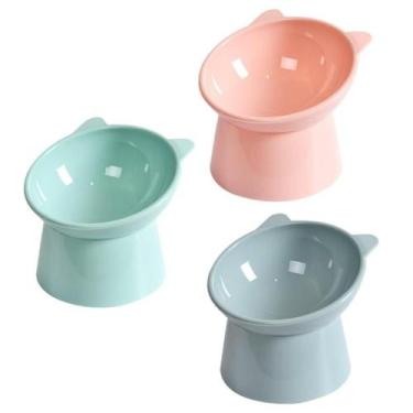 Imagem de Comedouro Bebedouro Alto Elevado Postura Correta Gatos Orelha Gatinho 