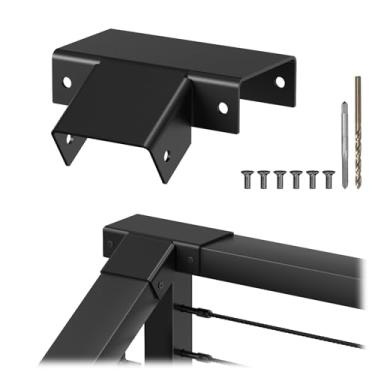 Imagem de CKE Acessórios de corrimão planos, pacote com 2 conectores de corrimão de plataforma a escada de alumínio, manga de transição horizontal para escada de 90 graus, conector de corrimão preto para trilho