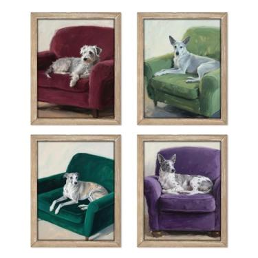 Imagem de Gatheroad Conjunto de 4 peças de arte de parede de cachorro engraçado colorido - impressões de retrato de filhote de cachorro sem moldura de 20 x 25 cm, pôsteres de animais de estimação descolados