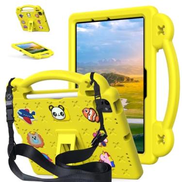 Imagem de YRH Capa infantil para iPad Air de 11 polegadas 2024 (M2), para iPad Air 6ª geração 2024, para iPad Pro 2024 (M4), capa à prova de choque de EVA com alça de suporte, amarela