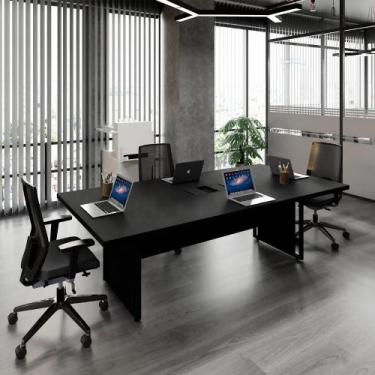 Imagem de Mesa Reunião 2,40m Escritório 4 Pessoas c/ Cx de Tomadas F5 - F5 Offic