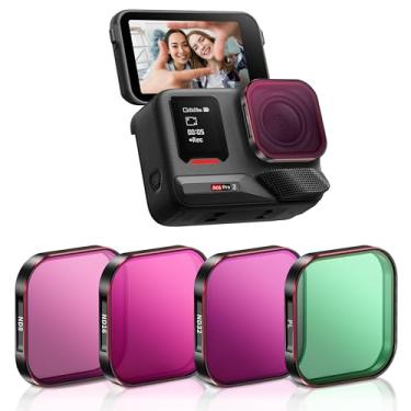 Imagem de Conjunto de filtros ND para lente Insta360 ACE Pro 2/ACE Pro, pacote com 4, CPL ND8 ND16 ND32, armação de alumínio ultrafina de liberação rápida