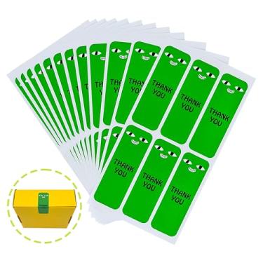 Imagem de Hugge Home Adesivos de agradecimento, 600 peças retangulares de 2,5 cm x 7,6 cm (100 folhas), para selagem de pacotes, selos de envelope, sacolas de presente/padaria e envelopes de envio