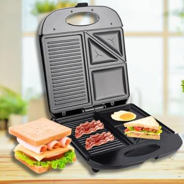 Imagem de SANDUICHEIRA 3 EM 1 GRILL GRELHAR TORRADEIRA 110V – MULTIFUNCIONAL, PLACAS ANTIADERENTES, COMPACTA E RÁPIDA PARA LANCHES, WAFFLES E GRELHADOS – IDEAL PARA COZINHAS PEQUENAS E ROTINAS AGITADAS