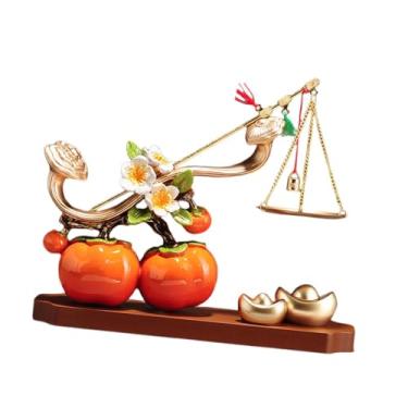 Imagem de IEUDNS Estátua de caqui, ornamento Feng Shui, escultura de bênção decorativa tradicional, estatueta de caqui para loja, estante de livros, casa de fazenda