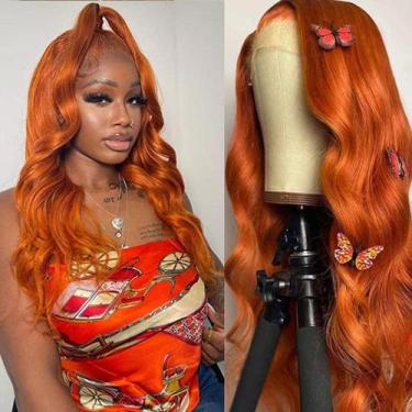 Imagem de Perucas Srakuw Ginger Orange Body Wave Lace Front 22" HD 180%