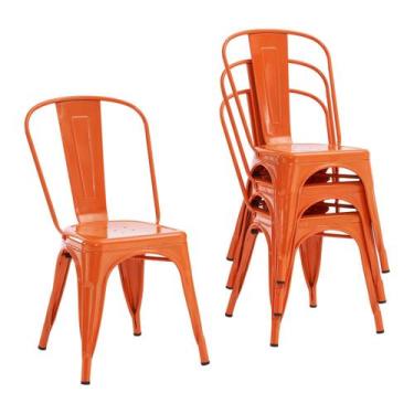 Imagem de Cadeira de jantar Nazhura Metal Farmhouse Tolix Style Orange x4
