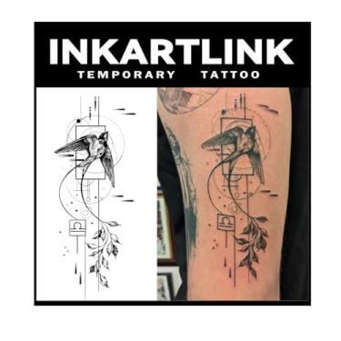 Imagem de INKARTLINK Tattoo Tech, tatuagem semipermanente grande de 2 folhas, tatuagens temporárias, duram de 1 a 2 semanas, à prova d'água, visual realista, sem adesivo, sem reflexo (design feminino moderno