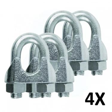 Imagem de Kit 4 Clips Grampado Para Cabo De Aço 3Mm 1/8``