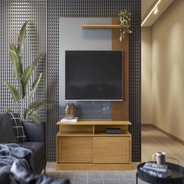 Imagem de Painel tv Nicaragua tauari ripado/cinza perolizado - CASA H