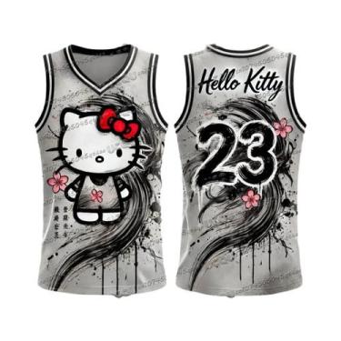 Imagem de Camiseta Casual Feminina Kawaii Hello Kitty Com Decote Redondo Para Co