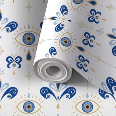 Imagem de Descole e cole papel de parede olho turco sem costura mágica símbolo oculto linha coleção de arte Hamsa Eye papel de parede autoadesivo à prova d'água papel de contato para armários papel de parede