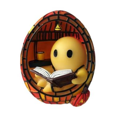 Imagem de Fenteer Luminária de cabeceira com luz fantasma fofa para leitura, peça central de mesa, iluminação assustadora para quarto, feriados, casa, estudo, S