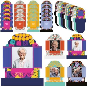 Imagem de AceOrbit Conjunto de 24 peças de artesanato Dia dos Mortos Día De Los Muertos Altar Porta-retrato DIY para festa do Dia dos Mortos adereços de fotos decorações mexicanas para casa, lembrancinha de