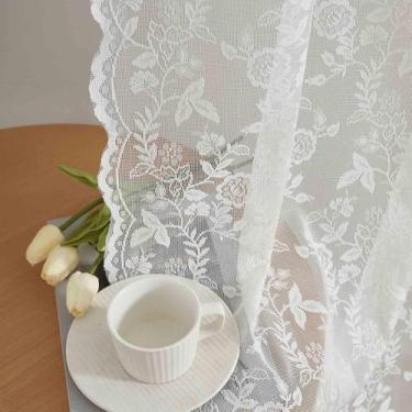 Imagem de Cortinas de renda FINECITY Rustic Leaf Floral 160x160cm 2 painéis