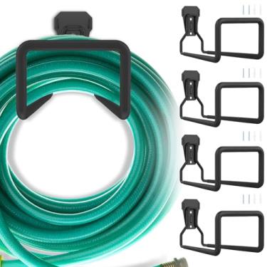 Imagem de Suporte de mangueira de jardim de metal, suporte de mangueira resistente montado na parede, suporte de mangueira de água de jardim para quintal externo, gancho de carretel de mangueira de garagem