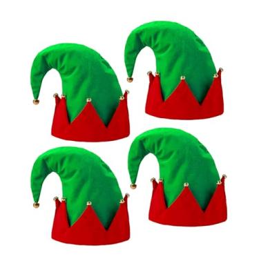 Imagem de Funny World Chapéus de elfo de Natal de feltro para fantasia de elfo verde para adultos, acessórios de festa de Natal, 4 peças, tamanho �nico