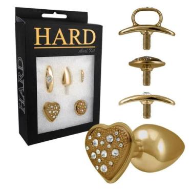 Imagem de Anal Kit - Hard - Plug com 4 bases diferentes tamanho médio, Dourado