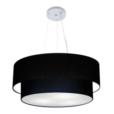Imagem de Lustre Pendente Duplo Cilíndrico Vivare Md-4370 Cúpula Em Tecido 55x50cm - Bivolt Preto 127/220v
