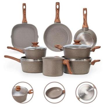 Imagem de Jogo de Panelas 8 Peças Premium 4mm Indução Revestimento Cerâmico - Mi