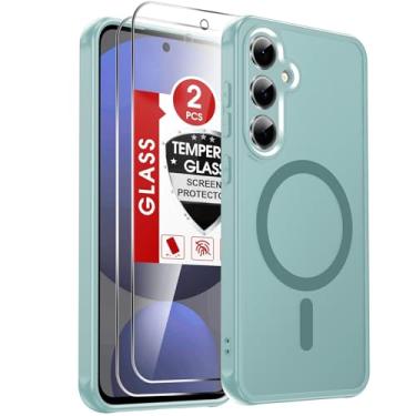 Imagem de LeYi Capa para celular Galaxy S24-FE: [ ] com protetor de tela, carregamento sem fio, fosco, translúcido, toque macio e à prova de choque de grau militar Funda para S24FE, Mint