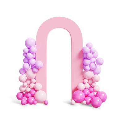 Imagem de Peomeise Capa de fundo de arco aberto de elastano de 2 m, capa de fundo em forma de U, capa de fundo redonda Chiara para festa de aniversário, cerimônia de casamento, decoração de chá de bebê, rosa