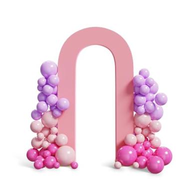 Imagem de Peomeise Capa de fundo de arco aberto de elastano de 2 m, capa de fundo em forma de U, capa de fundo redonda Chiara para festa de aniversário, cerimônia de casamento, decoração de chá de bebê, rosa