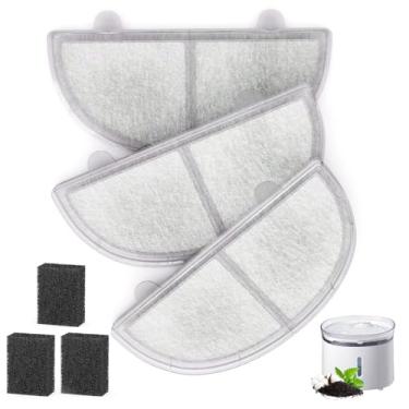 Imagem de Pacote com 3 filtros de fonte de água para gatos, filtros de substituição para bombas sem fio WF20/CF20, dispensador de água para cães, 3 sistemas de filtragem tripla (3 filtros de bomba de água)