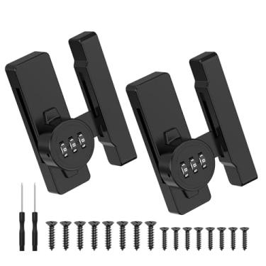 Imagem de YogePote Fechadura de porta com combinação mecânica de 90/180 graus, fechaduras de celeiro deslizantes sem chave de liga de zinco para quarto, galpão, janela, armário - travas de segurança com senha