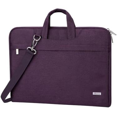 Imagem de Voova Bolsa para laptop 17 17,3 polegadas resistente à água capa para laptop com alças de ombro e alça, capa de computador pasta fina compatível com HP Dell Asus Acer de 17-18 polegadas, roxo escuro