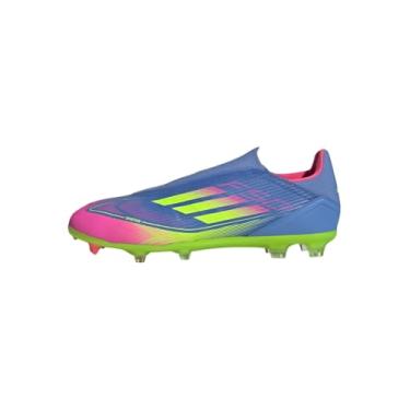 Imagem de Chuteira Adidas Campo F50 League LL Slip On FG/MG Azul Verde e Rosa - Masculino - 40 - Azul