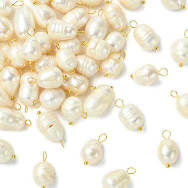 Imagem de UR URLIFEHALL 50 pingentes de pérolas cultivadas naturais de água doce em forma de arroz branco pingentes de pérolas para colar faça você mesmo, pulseira, brincos, fabricação de joias